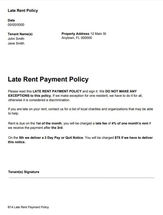 Late Rent Payment Policy